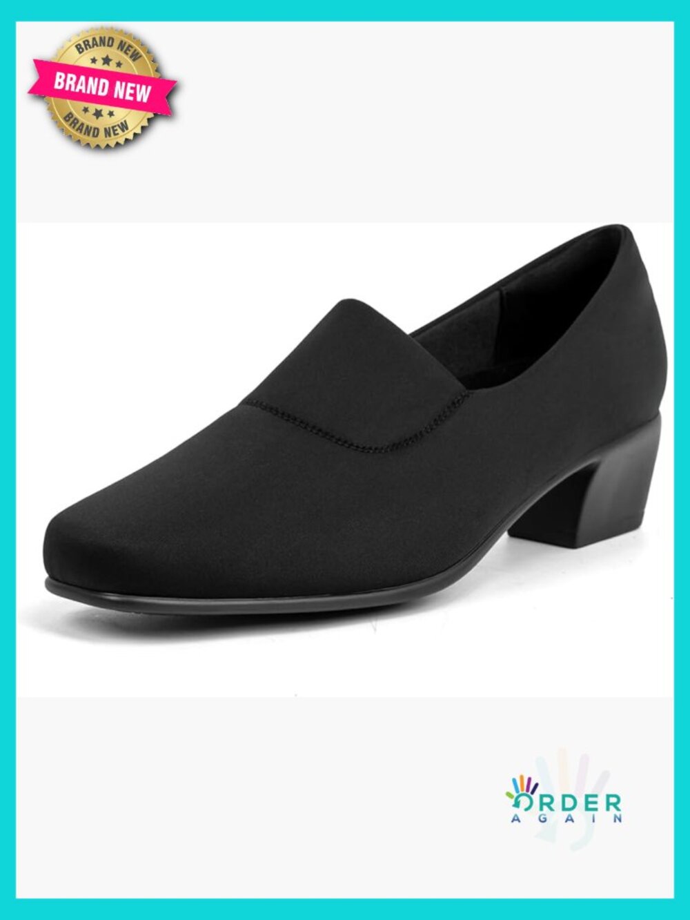 Orthopedic Pumps Low Block Heel Square Toe Stretch Comfortable Dress Loafers